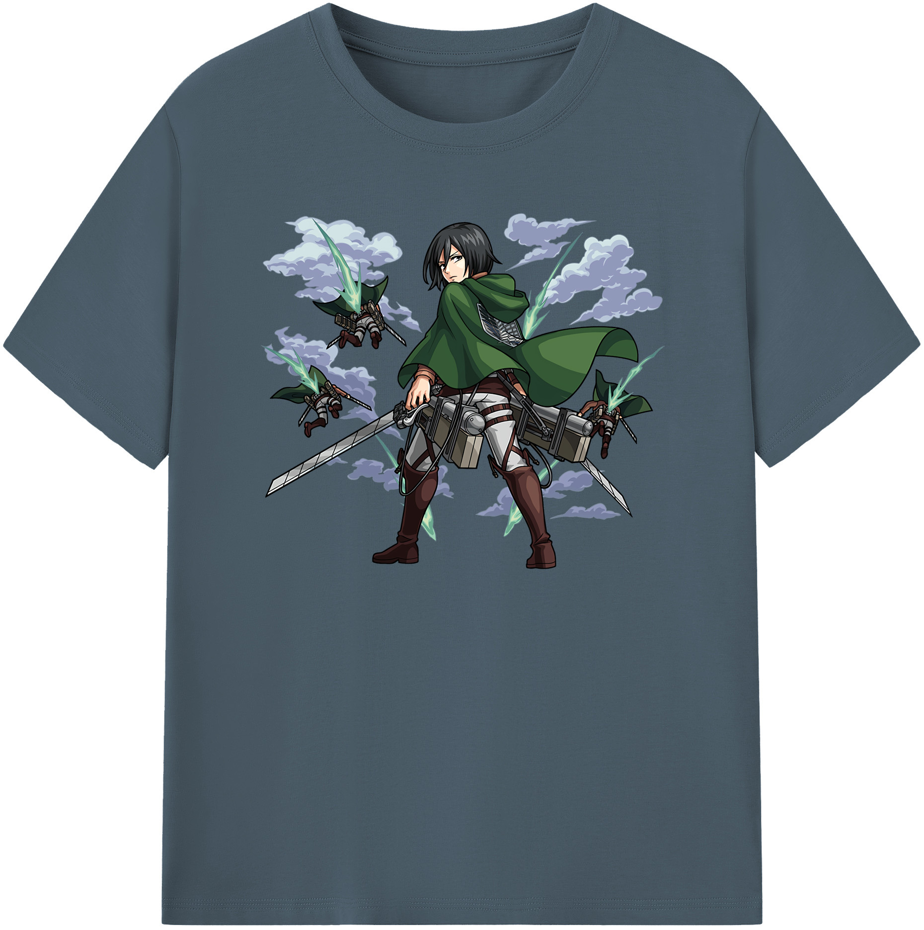 （画像用） 進撃の巨人 ミカサ·アッカーマン Attack on Titan Mikasa Ackerman 綿100％半袖Tシャツ（フロントプリント）
